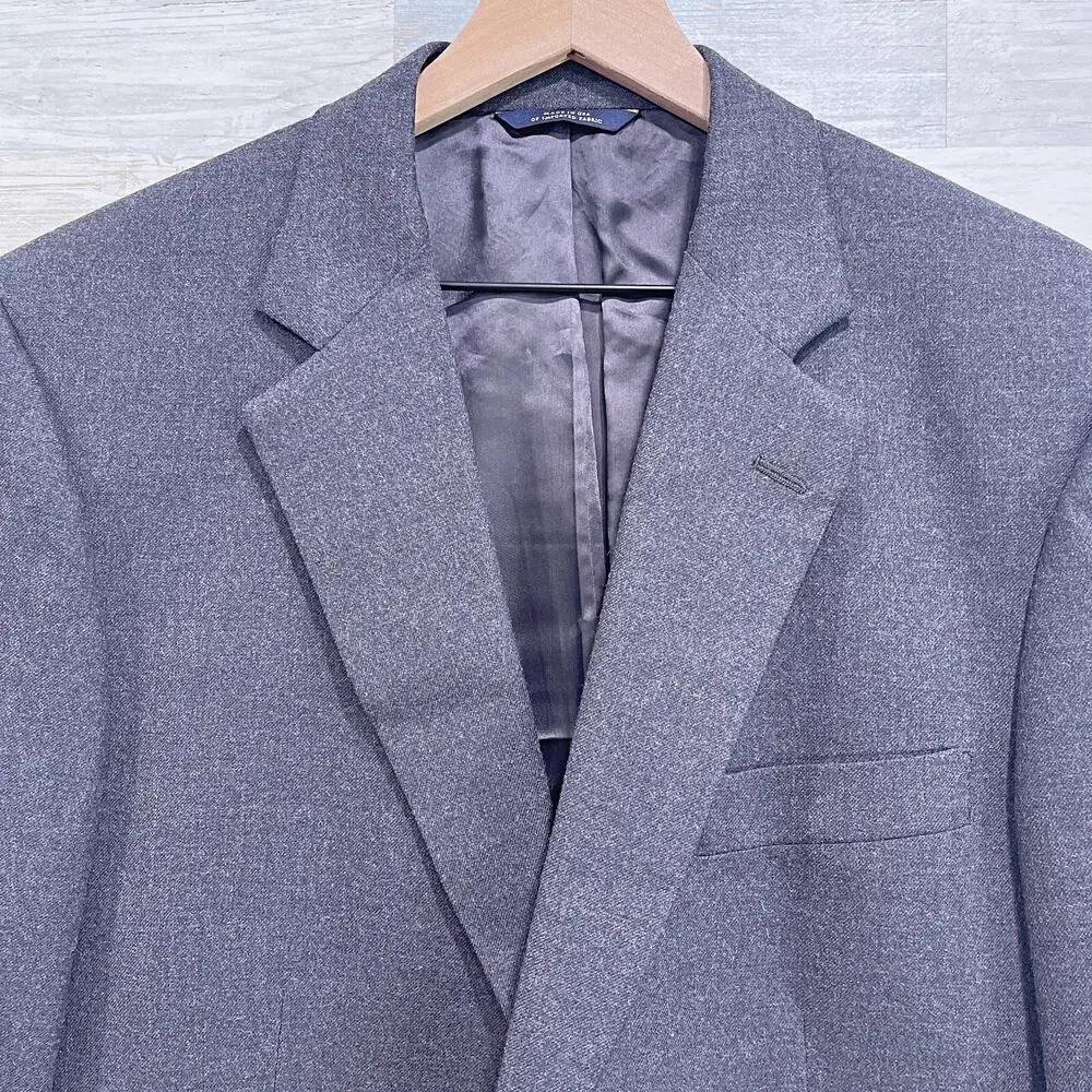 Brooks Brothers Stretch Flannel Wool Suit Gray Two Button Mens 42L 34x32 Pleated